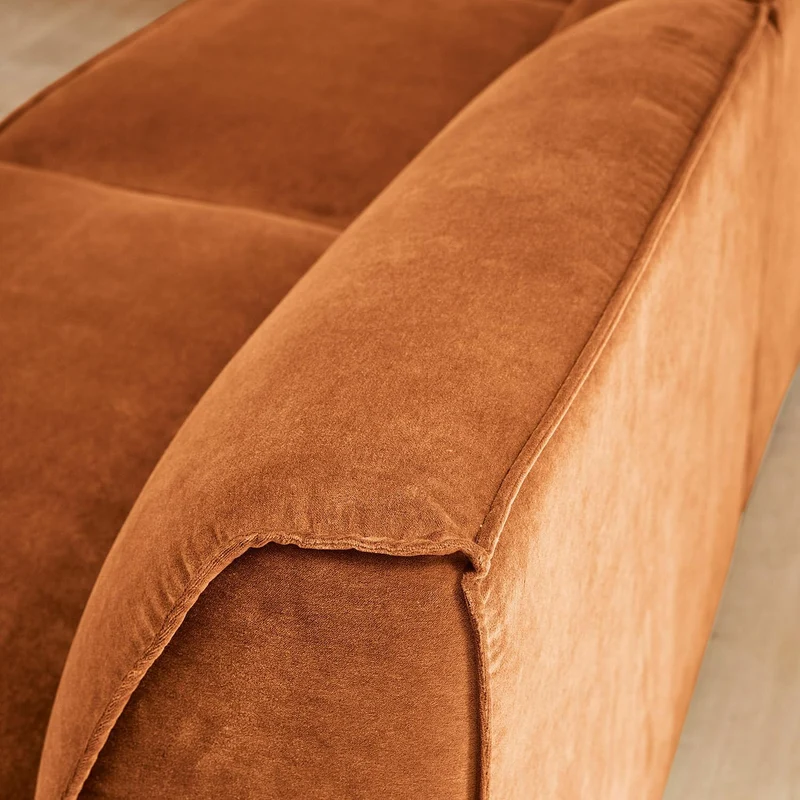 Loberon McLean Canapé au design élégant et intemporel - Rembourrage confortable - Éléments réglables individuellement - Assise - Bois de pin - Bois de bouleau - Polyester - Orange