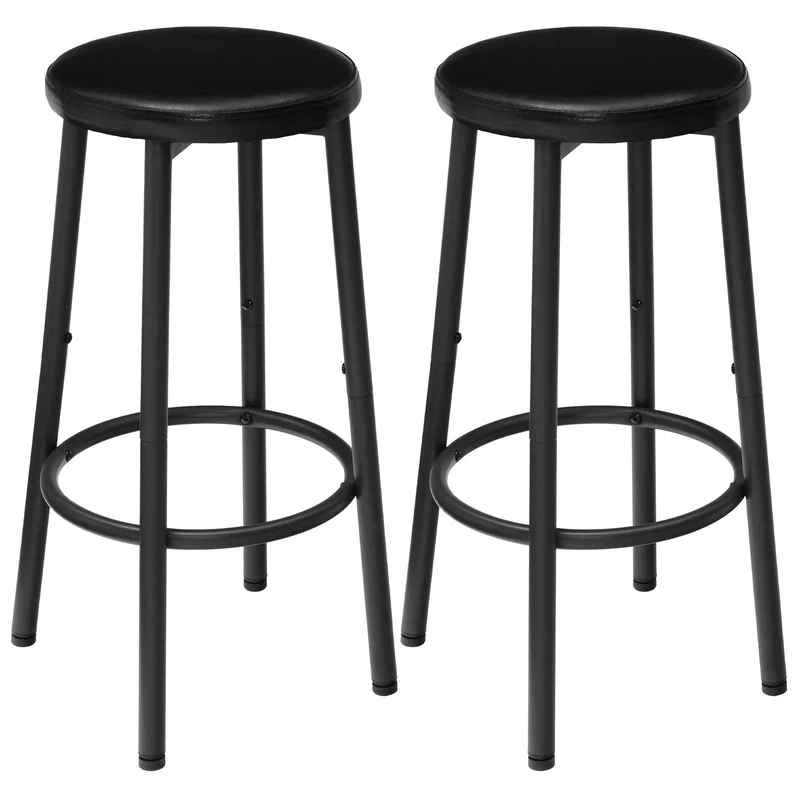 HOOBRO Lot de 2 Tabourets de Bar, Tabouret de Petit-déjeuner rembourrés en PU, Chaises Hautes avec Repose-Pieds, Facile à Assembler et à Nettoyer, pour Cuisine, Restaurant, Café, Noir EBB30BY01