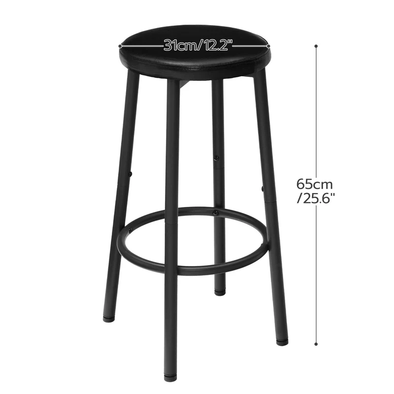 HOOBRO Lot de 2 Tabourets de Bar, Tabouret de Petit-déjeuner rembourrés en PU, Chaises Hautes avec Repose-Pieds, Facile à Assembler et à Nettoyer, pour Cuisine, Restaurant, Café, Noir EBB30BY01