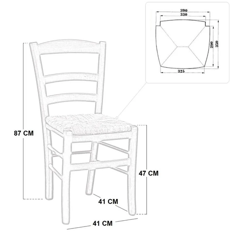 OKAFFAREFATTO MADDALONI Chaise en Bois Massif Couleur Noyer foncé avec Assise en Paille pour Restaurant, Maison, Mod. Paesana Robuste avec Dos Jambes de mm 36 x mm 40 Nouvelle déjà monté