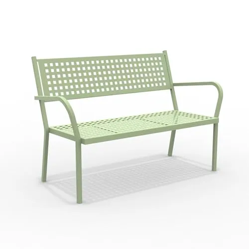 Mondo Viro Canapé en métal de jardin "Alice" banc de canapé empilable 125 x 60 cm 77 h (vert sauge)