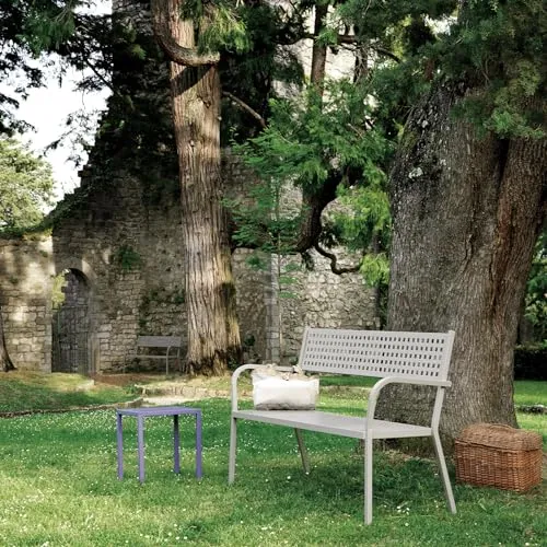 Mondo Viro Canapé en métal de jardin "Alice" banc de canapé empilable 125 x 60 cm 77 h (vert sauge)