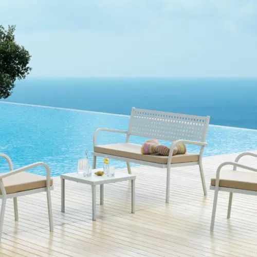 Mondo Viro Canapé en métal de jardin "Alice" banc de canapé empilable 125 x 60 cm 77 h (vert sauge)