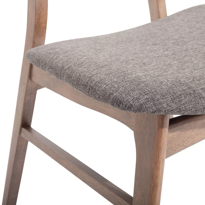 Lot 2 Chaises en Bois Foncé et Tissu Gris Design Intemporel pour Salle à Manger ou Cuisine Moderne ou Vintage Rétro Confort et Qualité Beliani