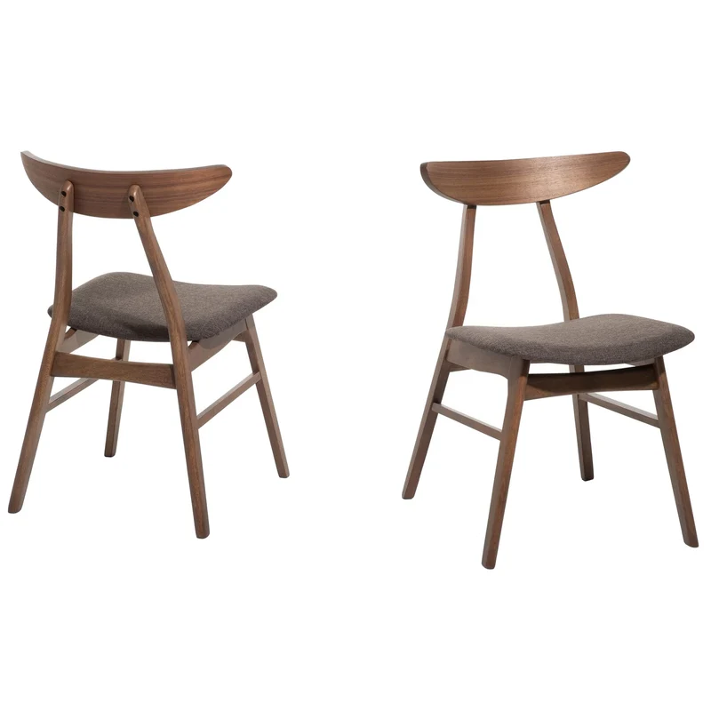 Lot 2 Chaises en Bois Foncé et Tissu Gris Design Intemporel pour Salle à Manger ou Cuisine Moderne ou Vintage Rétro Confort et Qualité Beliani