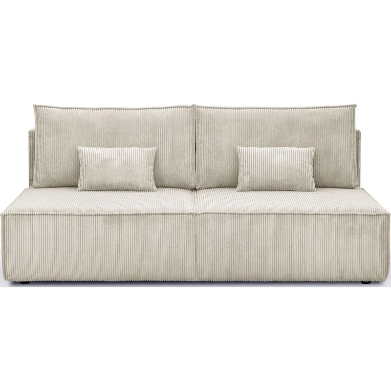 HOMIFAB Canapé Convertible 3 Places avec Coffre de Rangement en Velours côtelé Beige - Milla