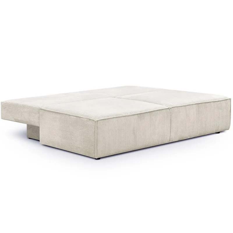 HOMIFAB Canapé Convertible 3 Places avec Coffre de Rangement en Velours côtelé Beige - Milla