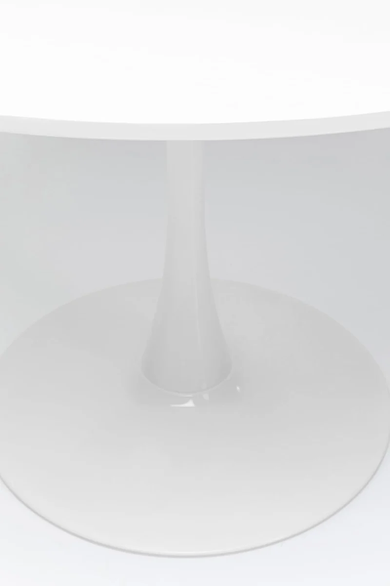 Kare Design Table Schickeria, blanc, bois MDF, pied en acier, minimaliste, table a manger, table ronde pour 4 personnes, salle à manger, salon, bureau, Ø110