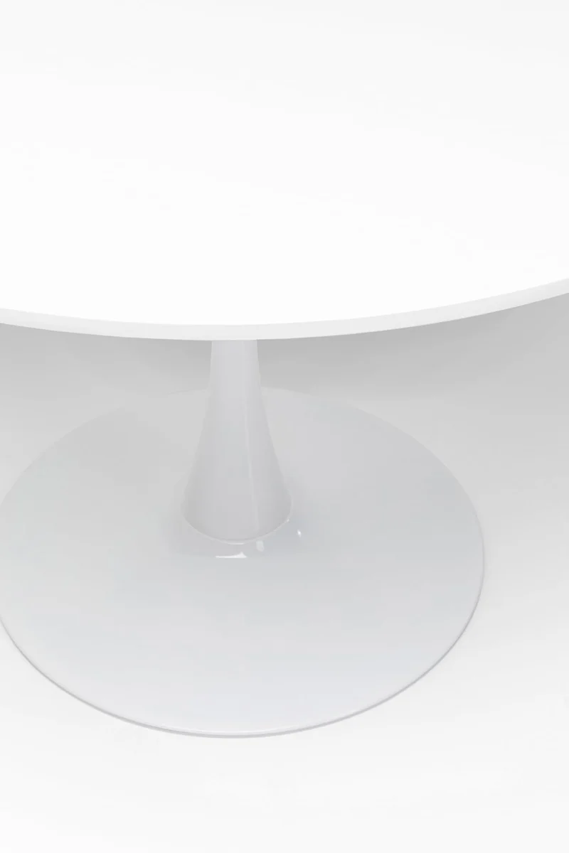 Kare Design Table Schickeria, blanc, bois MDF, pied en acier, minimaliste, table a manger, table ronde pour 4 personnes, salle à manger, salon, bureau, Ø110
