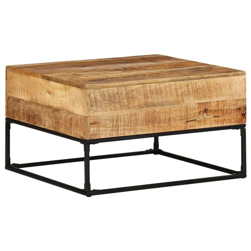 vidaXL Bois de Manguier Brut Table Basse Table d'Appoint Table de Canapé Bout de Canapé Meuble de Salle de Séjour Salon Intérieur 68x68x41 cm