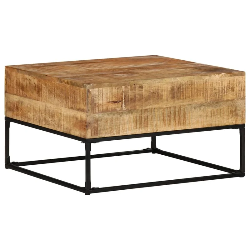 vidaXL Bois de Manguier Brut Table Basse Table d'Appoint Table de Canapé Bout de Canapé Meuble de Salle de Séjour Salon Intérieur 68x68x41 cm