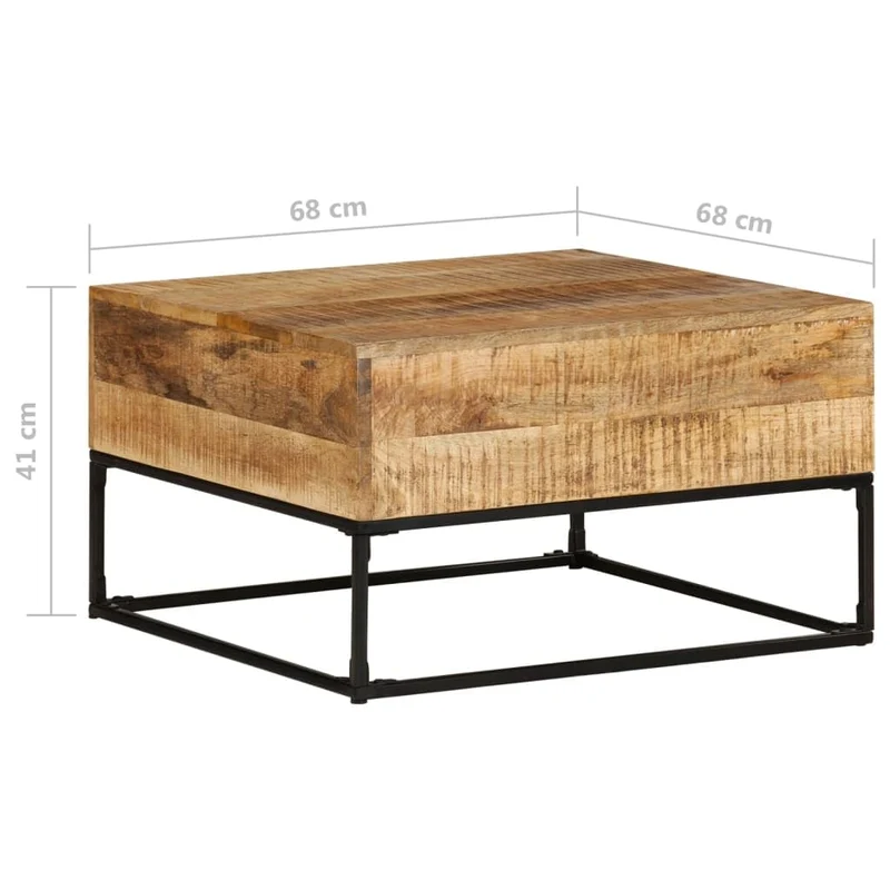 vidaXL Bois de Manguier Brut Table Basse Table d'Appoint Table de Canapé Bout de Canapé Meuble de Salle de Séjour Salon Intérieur 68x68x41 cm