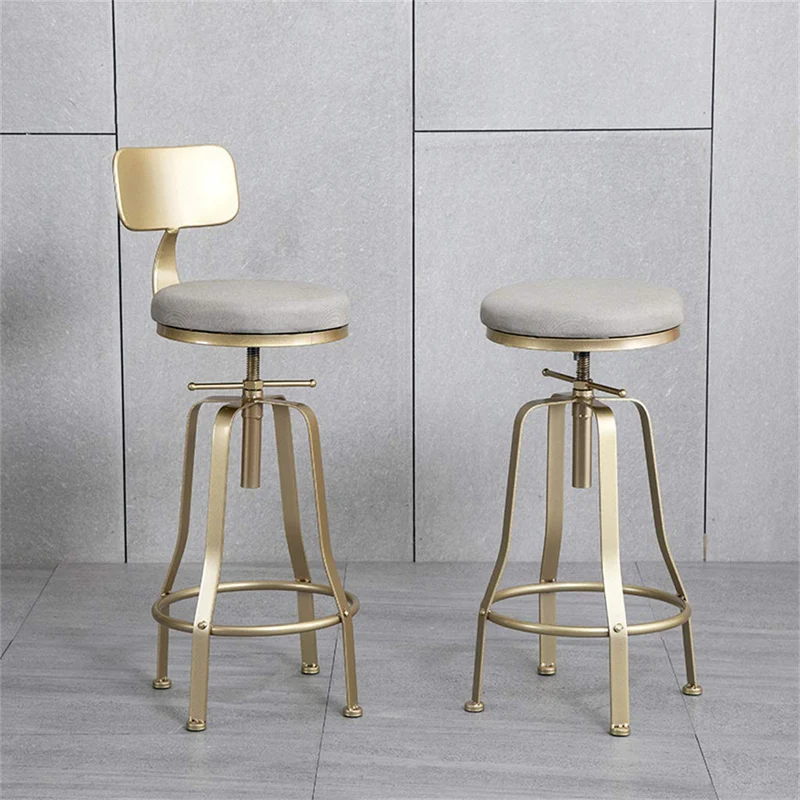 Knjlwa Bar pivotant Industriel Tabouret, Tabouret Pub Cuisine Rustique Vintage for Le Petit déjeuner Bar, comptoir, Cuisine et Maison Hauteur Ajustable Max.Charge 60~200 kg 80cm, avec des Jambes d'or