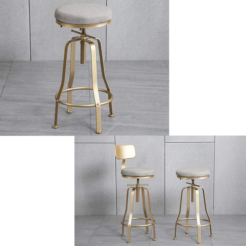 Knjlwa Bar pivotant Industriel Tabouret, Tabouret Pub Cuisine Rustique Vintage for Le Petit déjeuner Bar, comptoir, Cuisine et Maison Hauteur Ajustable Max.Charge 60~200 kg 80cm, avec des Jambes d'or