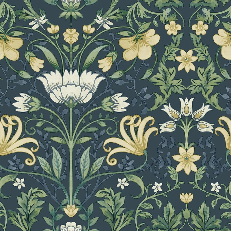 Holden Eclectic Collection Papier Peint Floral Vintage Bleu Marine 13391