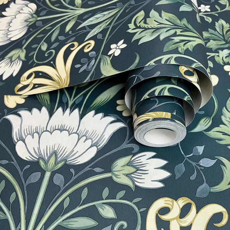 Holden Eclectic Collection Papier Peint Floral Vintage Bleu Marine 13391