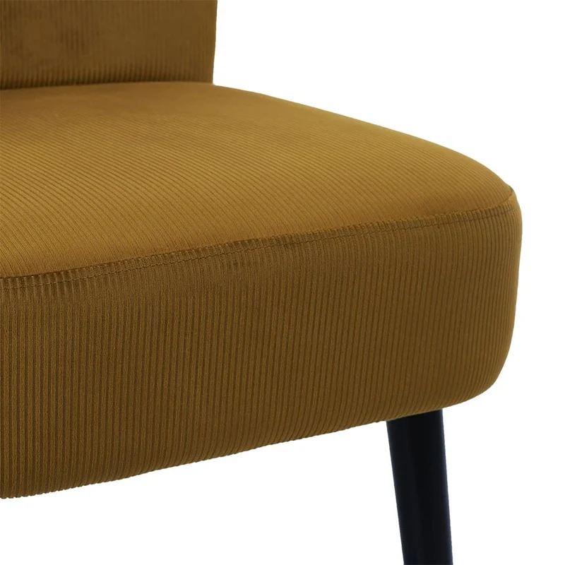 AltoBuy KONAE - Fauteuil Crapaud en Velours Côtelé Ocre