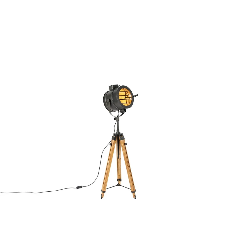 Qazqa radient - Lampe de table trépied/tripode - 1 lumière - H 176 cm - Noir - Rustique - éclairage intérieur - Salon I Chambre