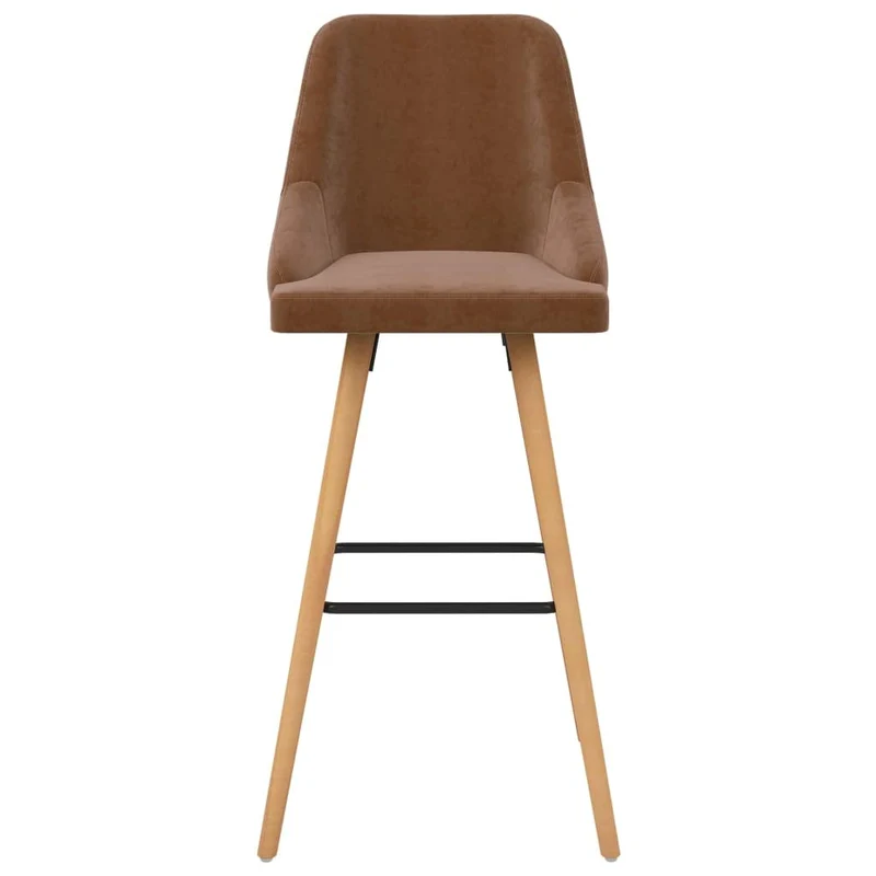 vidaXL Lot de 2 Tabourets de Bar, Chaise de Pub, Siège de Bistrot, Meuble de Salle à Manger Cuisine Salon Maison Intérieur, Marron Velours