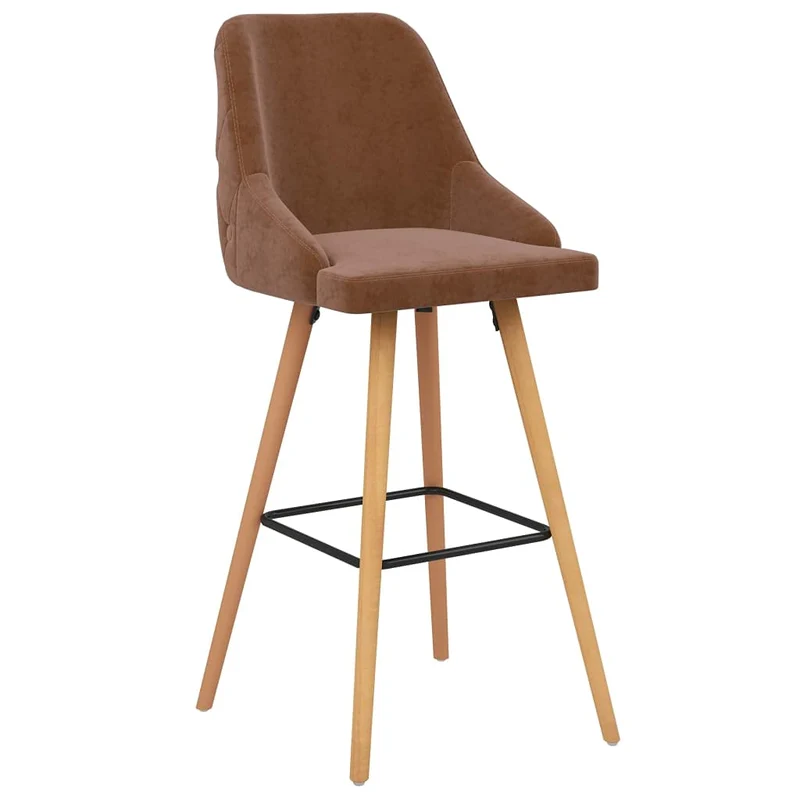 vidaXL Lot de 2 Tabourets de Bar, Chaise de Pub, Siège de Bistrot, Meuble de Salle à Manger Cuisine Salon Maison Intérieur, Marron Velours