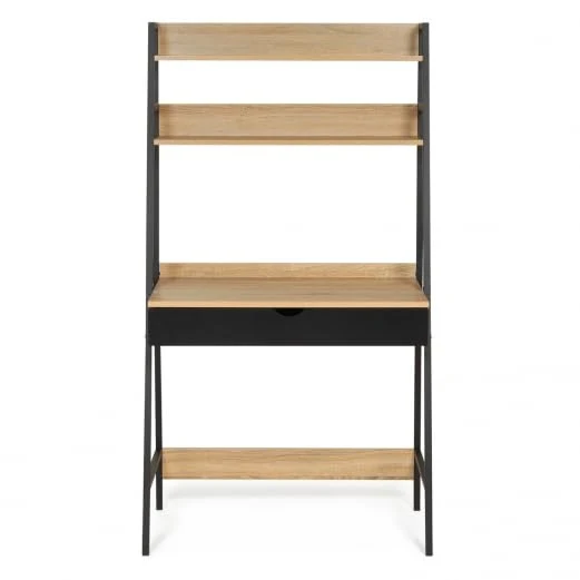IDMarket - Bureau étagère 1 tiroir Noir Boston Design Industriel