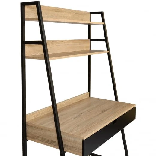 IDMarket - Bureau étagère 1 tiroir Noir Boston Design Industriel