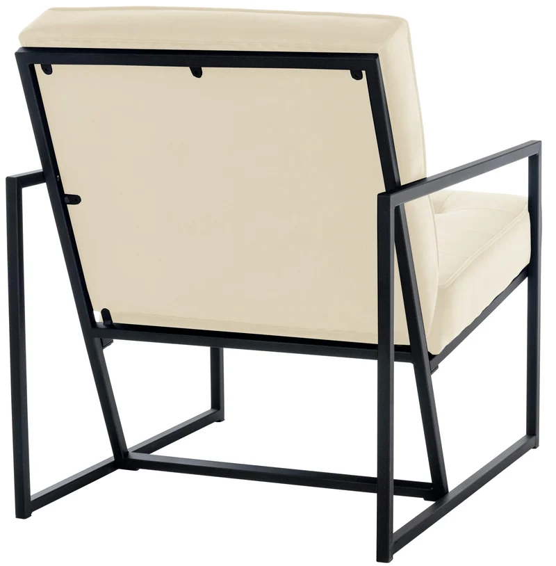 CLP Fauteuil Lounge Avon en Velours I Chaise Capitonnée avec Pieds en Métal I Cadre Solide, Couleur:crème