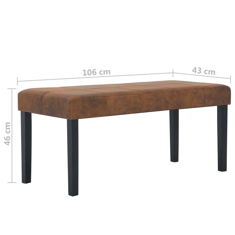 vidaXL Banc Banc d'Entrée Banc de Couloir Siège Banquette de Salon Meuble de Salon Intérieure Salle de Séjour Maison 106 cm Marron Similicuir Daim