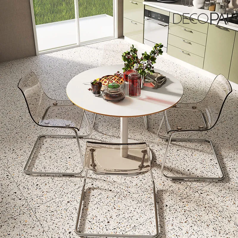 Chaise de salle à manger transparente avec dossier transparent – Design minimaliste en acrylique pour salle à manger, salon, bureau – Pieds galvanisés – Meuble élégant et moderne