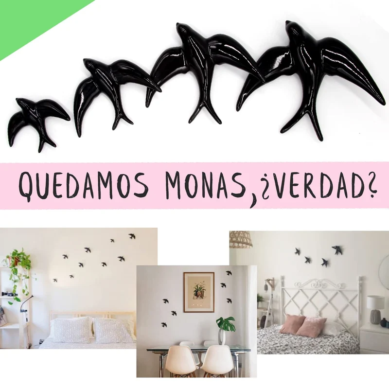 Hirondelle Murale | Oiseaux Decoratifs Ceramique Mural | 4 unités | Fabriqué en Espagne