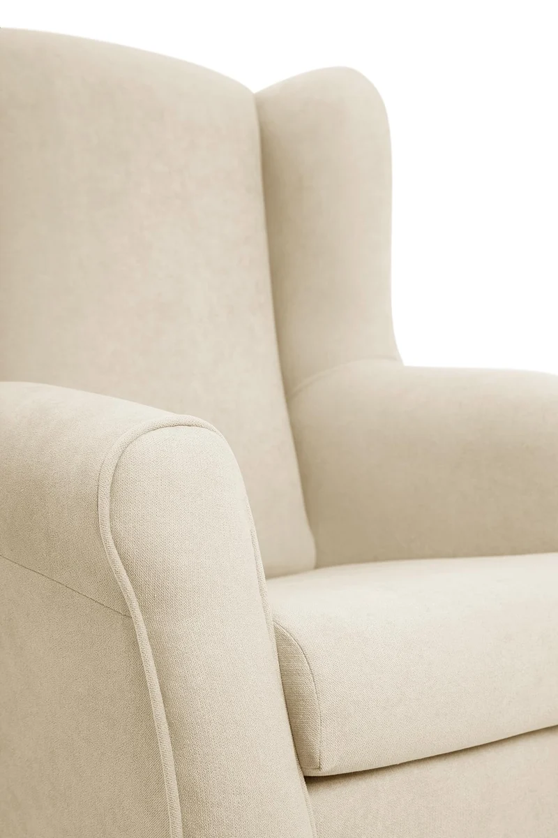 Sueños ZZZ Carla Fauteuil à oreilles tapissé en tissu anti-taches Couleur beige 104 x 77 x 75 cm Idéal pour lire, regarder la télévision ou allaiter