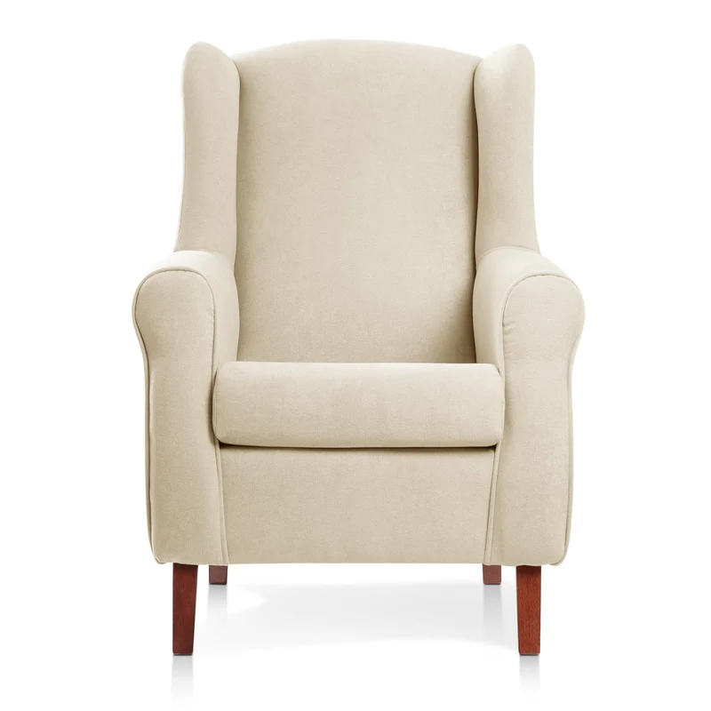 Sueños ZZZ Carla Fauteuil à oreilles tapissé en tissu anti-taches Couleur beige 104 x 77 x 75 cm Idéal pour lire, regarder la télévision ou allaiter