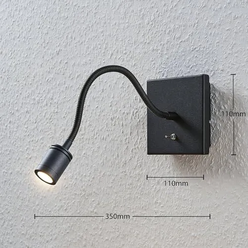 LED Applique Murale Mayar (Moderne) en Noir Métal e. a. pour Chambre à coucher (1 lampe,à), Applique, Lampe Murale, Eclairage, Luminaire Mural