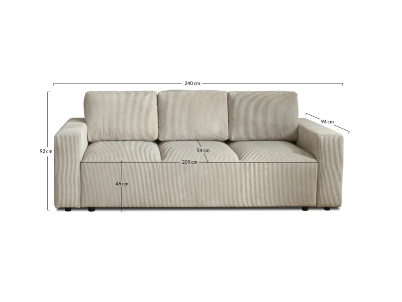 Lisa Design - Canapé Convertible Livy en Velours Côtelé - Canapé Lit - Sofa Jaune 3 Places - Salon