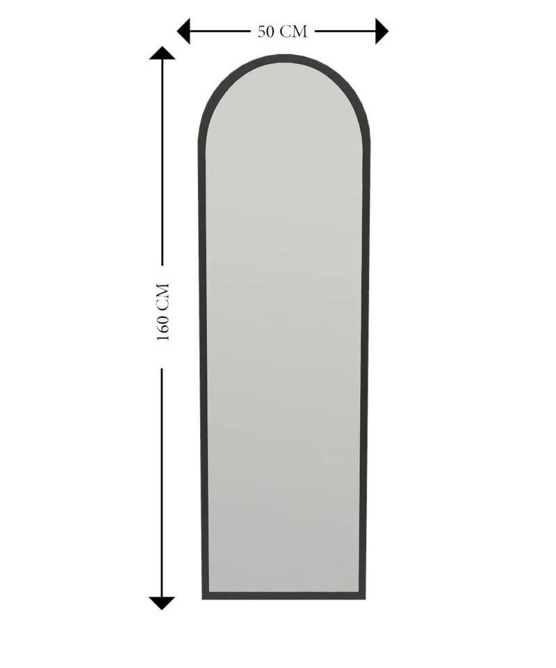 Dmora - Miroir Zaniah, Verre miroité, Objet d'ameublement Mural, Décoration avec Miroir, 50x2h160 cm, Noir