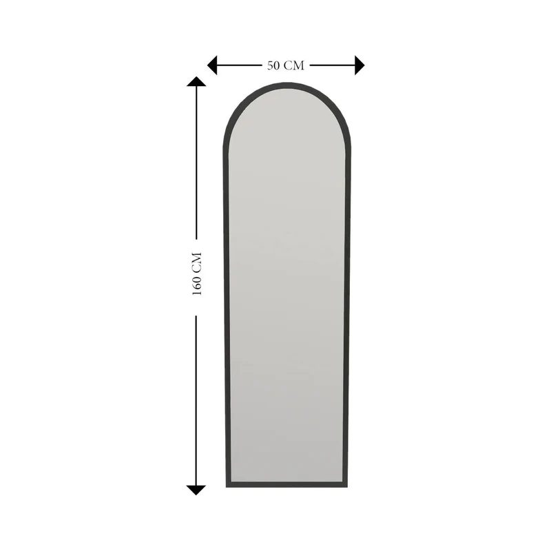 Dmora - Miroir Zaniah, Verre miroité, Objet d'ameublement Mural, Décoration avec Miroir, 50x2h160 cm, Noir