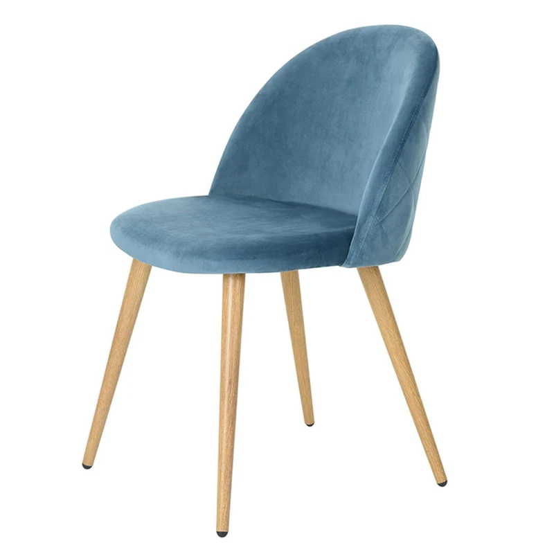 WV LeisureMaster Chaise de Salle à Manger avec Tissu Ergonomique rembourré en Velours sans accoudoirs avec Pieds en métal Chaise d'appoint de Style scandinave Chaise d'invité (Bleu-4PCS)