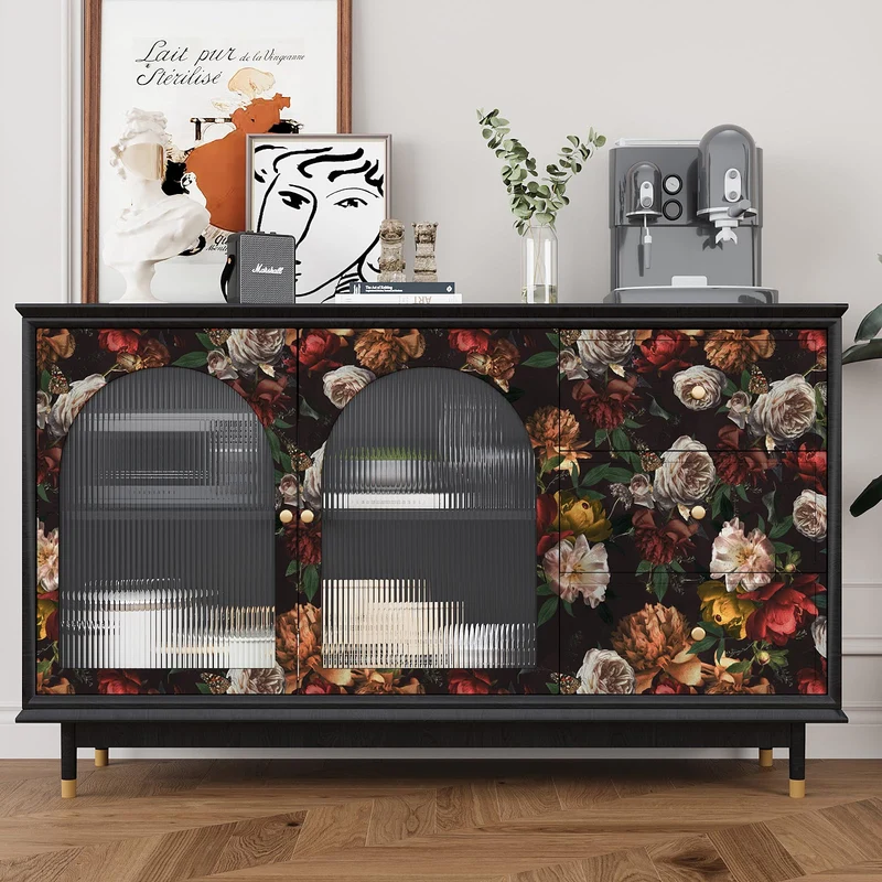 VEELIKE Papier Peint Fleuri Pivoine Vintage Papier Peint Floral Foncé Bouquet Papier Peint Adhesif Rouleau Fleur Papillon Papier Peint Mural Papier Collant pour Meuble Chambre Salon 44,5cm × 300cm