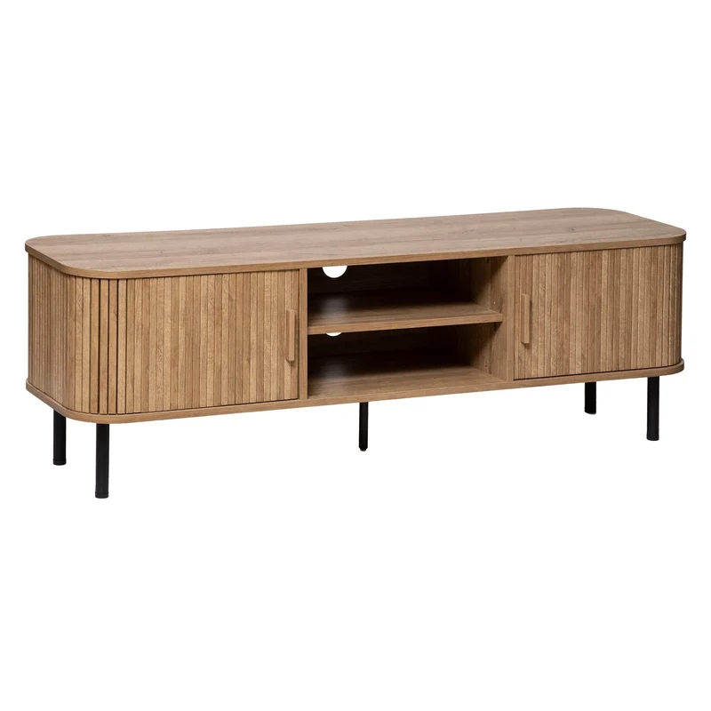 Atmosphera Créateur d'Intérieur - Meuble TV Colva 2 Portes Coulissantes - Étagère Ajustable - Rangement 4 Cases pour Salon, Chambre - H46 x L140cm