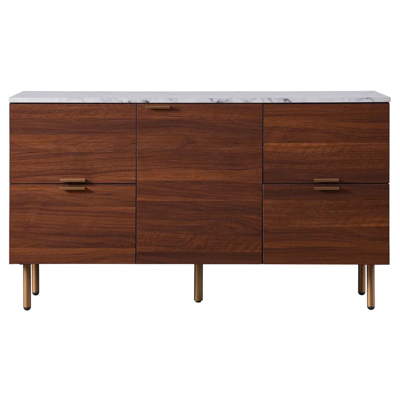 Teamson Home Buffet Bas de Salon entrée Salle à Manger Faux marbre Bois Noyer Ashton VNF-00081