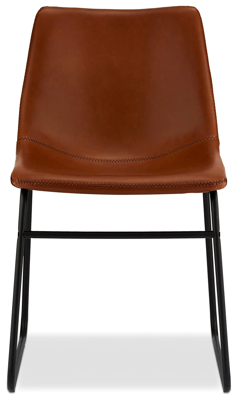 Ibbe Design Indiana Lot de 2 Brun Chaises Salle à Manger en Similicuir Simili Cuir Salle à Manger Salon Bureau Cuisine, Assise Rembourrée Scandinaves, Pieds en Métal