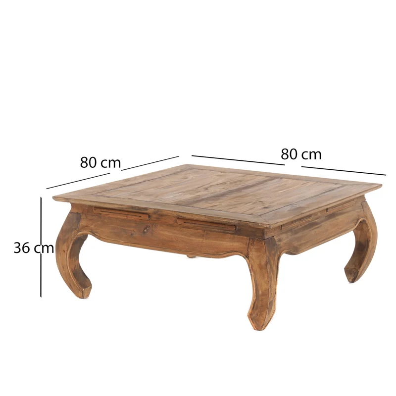 Design Delights Table opium East 80 - 80 x 80 x 35 cm (l x p x h) acajou massif - Table d'appoint en bois massif - Table basse - Couleur : 01 Vintage naturel
