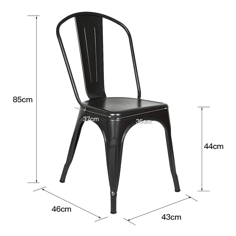 Supfine Chaise de Salle à Manger Lot de 4 Industrielle Vintage Tabouret de Cuisine avec Dossier Hauteur d'assise 44cm, Chaises Empilables Metal pour Intérieure et Extérieure Jardin Bistrot