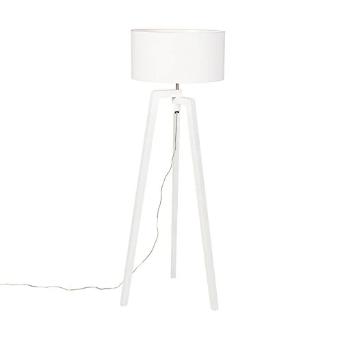 QAZQA puros - Lampe de table trépied/tripode - 1 lumière - H 1450 mm - Blanc - Moderne - éclairage intérieur - Salon I Chambre I Cuisine I Salle à manger