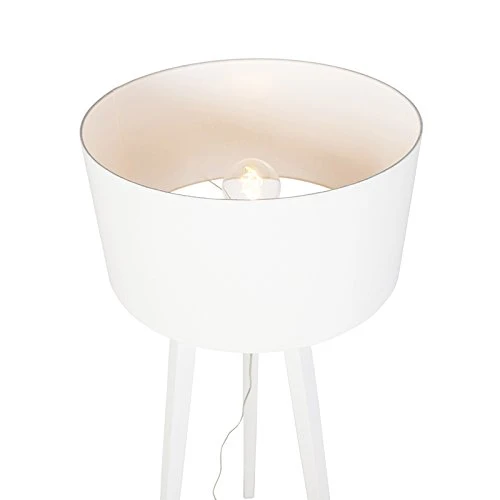 QAZQA puros - Lampe de table trépied/tripode - 1 lumière - H 1450 mm - Blanc - Moderne - éclairage intérieur - Salon I Chambre I Cuisine I Salle à manger