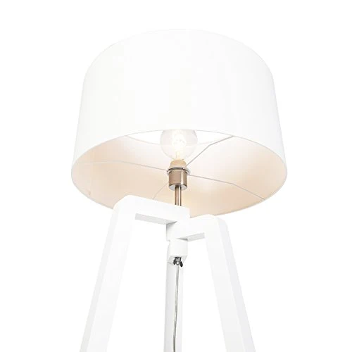 QAZQA puros - Lampe de table trépied/tripode - 1 lumière - H 1450 mm - Blanc - Moderne - éclairage intérieur - Salon I Chambre I Cuisine I Salle à manger