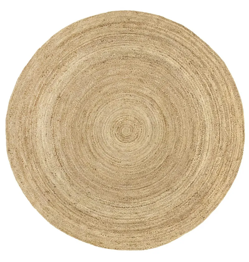 HAMID - Tapis Jute Naturel, Jute Alhambra Rond, Tressé à la Main, Tapis 100% Fibre de Jute pour Salon, Chambre, Décoration, (200x200cm)