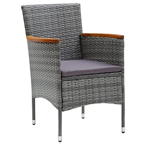 Generisch Kangmusi 310567 Lot de 4 chaises de jardin en polyrotin Gris
