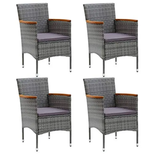 Generisch Kangmusi 310567 Lot de 4 chaises de jardin en polyrotin Gris