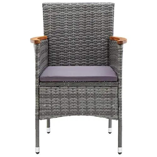 Generisch Kangmusi 310567 Lot de 4 chaises de jardin en polyrotin Gris